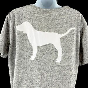 PINK Victoria’s Secret Iconic Dog Logo SS T-Shirt Size S Heathered Gray Black